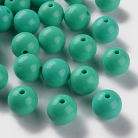 Perles Acryliques Opaques Rondes, Vert Mer Clair, 16x15mm, 220pcs — Perles à bijoux