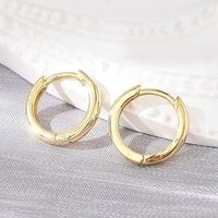 Brass Huggie Hoop Earrings, 18K Gold Plated, 13.7mm Diameter — Hoop Earrings