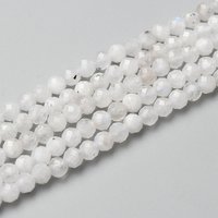 Brins de perles en pierre de lune arc-en-ciel naturelle, rondes, facettées, 3-3,6mm — Perles à bijoux
