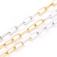 Two Tone 304 Stainless Steel Paperclip Chains with Spool, 32.8 Feet