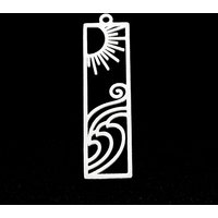 Pendentif Rectangulaire en Acier Inoxydable 201 avec Soleil — Breloques et pendentifs