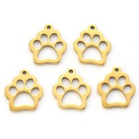 Charm en Acier Inoxydable 304 avec Plaquage PVD - Empreinte de Patte de Chien — Breloques et pendentifs