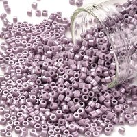 Perles de Semence Cylindriques, Couleurs Opaques Lustrées, Lilas, 2x1.5mm — Perles à bijoux
