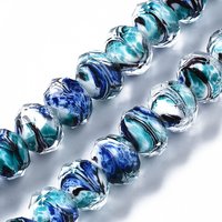 Brins de perles en verre soufflé à la main, fleur intérieure, facettées, turquoise pâle — Perles à bijoux