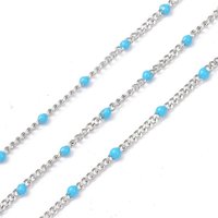304 Stainless Steel Enamel Curb Chains with Spool, Cyan, 32.80 Feet — Chains, Wire & Cord
