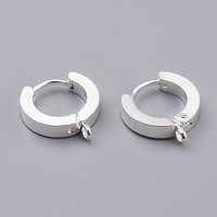 201 Stainless Steel Huggie Hoop Earrings Findings with Loop — Jewelry Findings