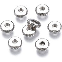 Perles Espacement en Acier Inoxydable 201 Résistantes à l'Oxydation, Rondes Plates, 2x6mm — Perles à bijoux
