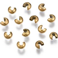 Couvre-billes à sertir en acier inoxydable 304, doré, 4x3.5x2.5mm — Perles à bijoux