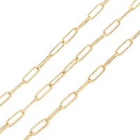 304 Stainless Steel Paperclip Chains with Spool, 18K Gold Plated