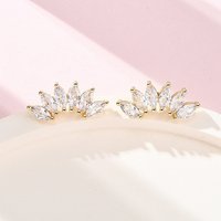 Boucles d'oreilles clous en zircon cubique Horse Eye, plaqué or 18K — Bijoux fantaisie