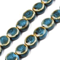 Handmade Porcelain Ceramic Beads Strands, Deep Sky Blue, 28-29pcs — Jewelry Beads