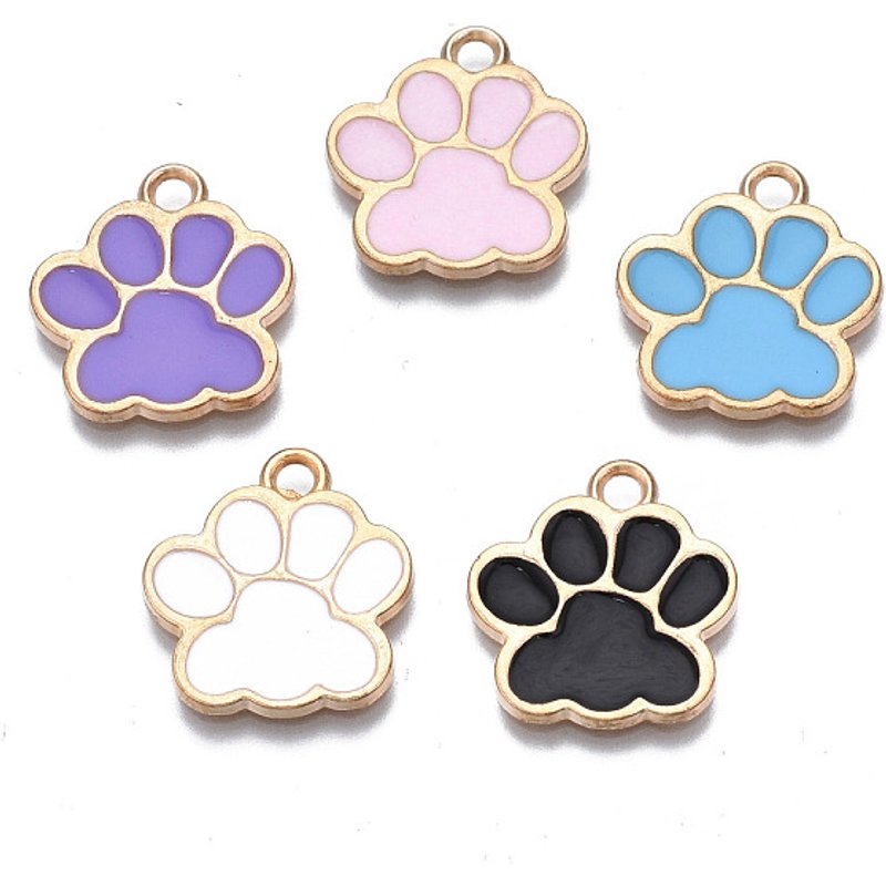 Pendentifs en Émail en Alliage, Empreintes de Patte de Chien — Breloques et pendentifs