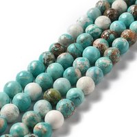 Brins de perles de magnésite naturelle, turquoise teinté, 8mm, 49-52pcs