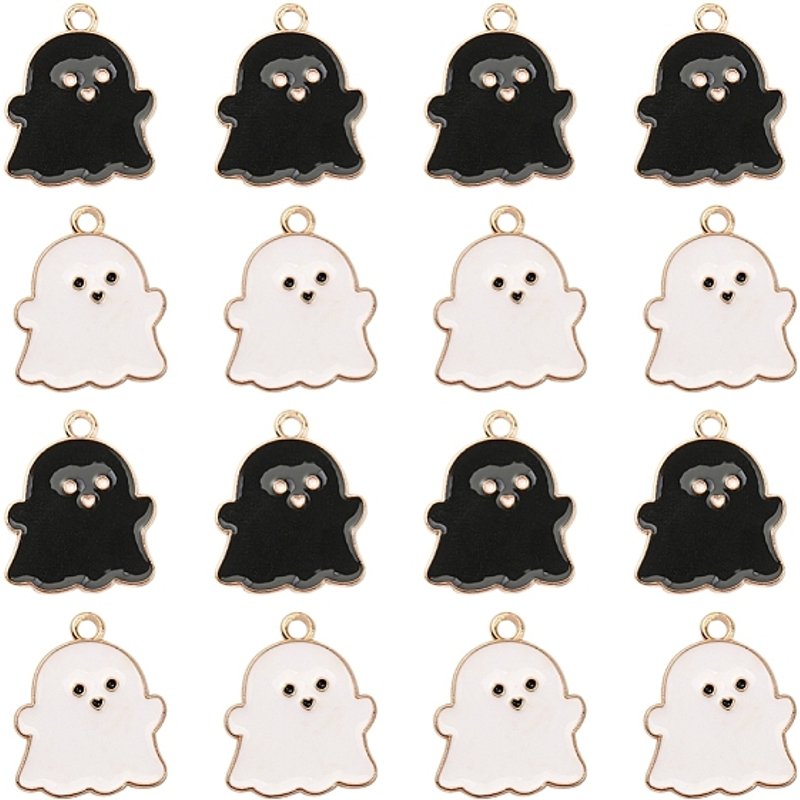 8 Pcs Pendentifs en Émail Halloween Fantôme en Couleurs Mélangées — Breloques et pendentifs