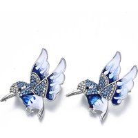 Bird Enamel Pin with Sapphire Rhinestone 3D Animal Alloy Brooch