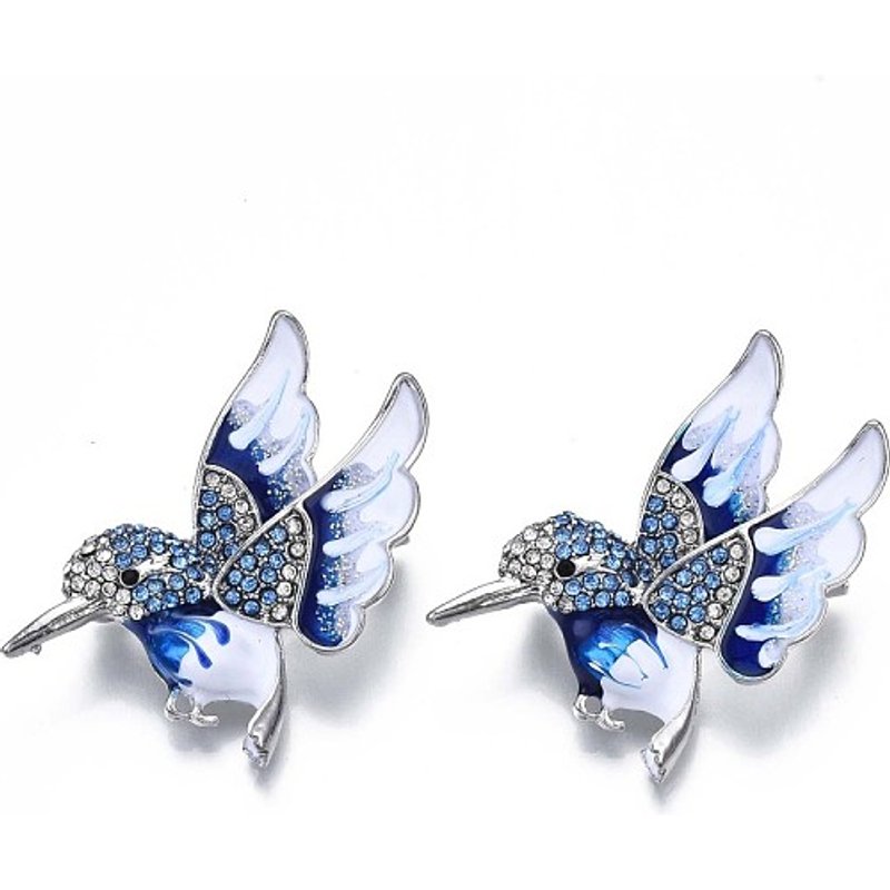 Épinglette Oiseau en Émail avec Rhinestone Saphir Broche Animale 3D — Broches