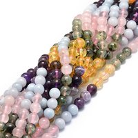 Fils de perles en pierres précieuses naturelles - Aquamarine, Quartz rose, Améthyste