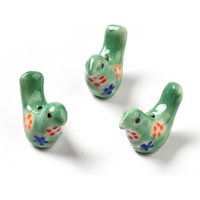 Handmade Printed Porcelain Beads, Pigeon, Medium Sea Green — Jewelry Beads