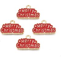 Rack Plating Alloy Enamel Merry Christmas Pendant in Light Gold — Charms & Pendants