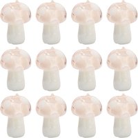 10Pcs Perles Lampwork Artisanales en Forme de Champignon, Rose Brumeux — Perles à bijoux