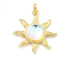 Pendentif en Verre en Forme de Soleil avec Trouvailles en Laiton, Plaqué Or 18K — Breloques et pendentifs