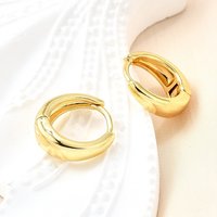 Brass Chunky Hoop Earrings for Women - 18K Gold Plated
