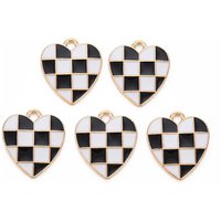 Pendentif en Émail en Alliage en Or Léger et Noir en Forme de Coeur — Breloques et pendentifs