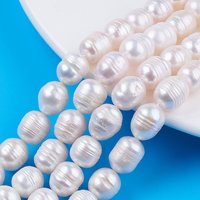 Fils de perles de culture d'eau douce naturelles, forme de riz, couleur coquillage — Perles à bijoux