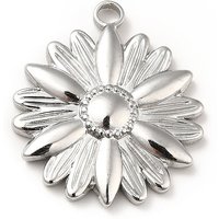 Charms en Acier Inoxydable 304 Non-Tarnissant, Fleurs, 25.5x22mm — Breloques et pendentifs