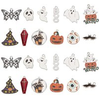 Sunnyclue 24Pcs Halloween Charms Set - Ghosts, Bats, Pumpkins — Charms & Pendants