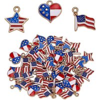 60Pcs Charms Thème Drapeau Américain pour Création de Bijoux