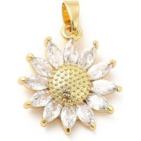 Brass Micro Pave Clear Cubic Zirconia Sunflower Pendant — Charms & Pendants