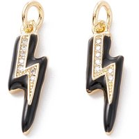 Brass Micro Pave Clear Cubic Zirconia Lightning Bolt Pendant