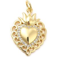 Rack Plating Brass Sacred Heart Charm Pendant with Jump Rings