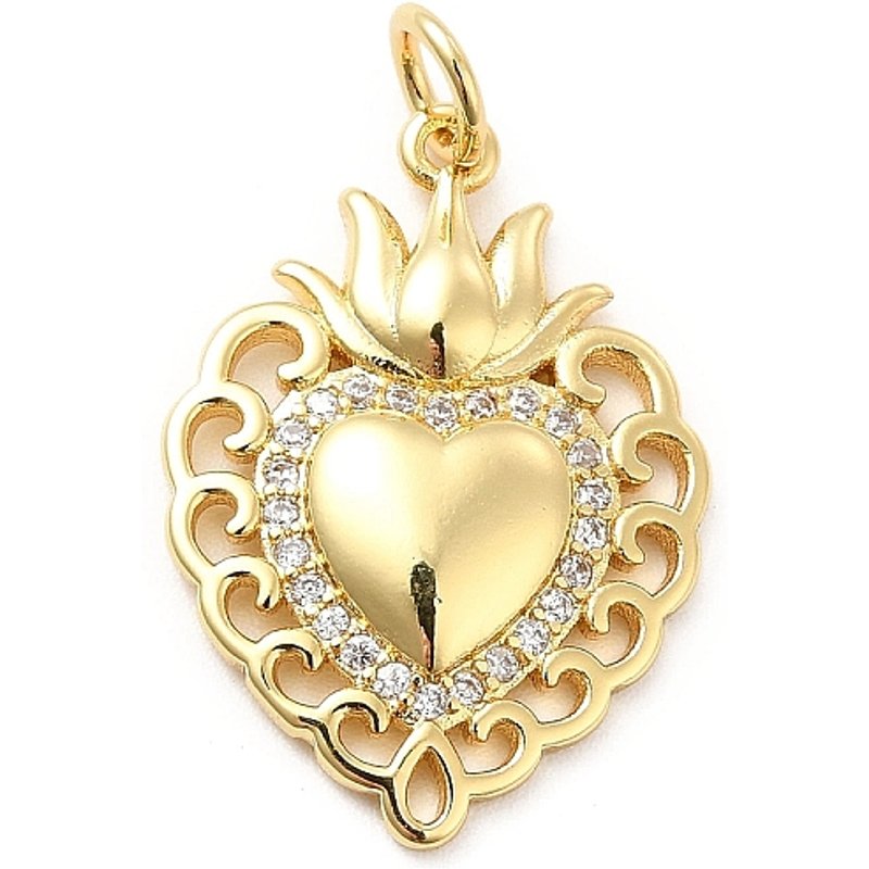 Pendentif en laiton avec charme Sacré-Cœur et anneaux de saut — Breloques et pendentifs