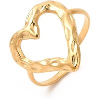 Ion Plating 201 Stainless Steel Open Cuff Ring, Hammered Heart — Costume Jewelry