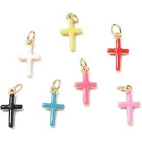 18K Gold Plated Eco-Friendly Cross Charm Pendant with Jump Rings