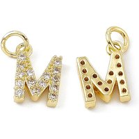 18K Gold Plated Brass Micro Pave Clear Cubic Zirconia Charm - Letter M — Charms & Pendants
