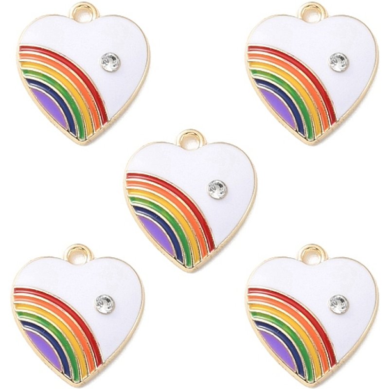 Pendentif en Émail en Alliage en Forme de Cœur avec Charme Arc-en-Ciel — Breloques et pendentifs