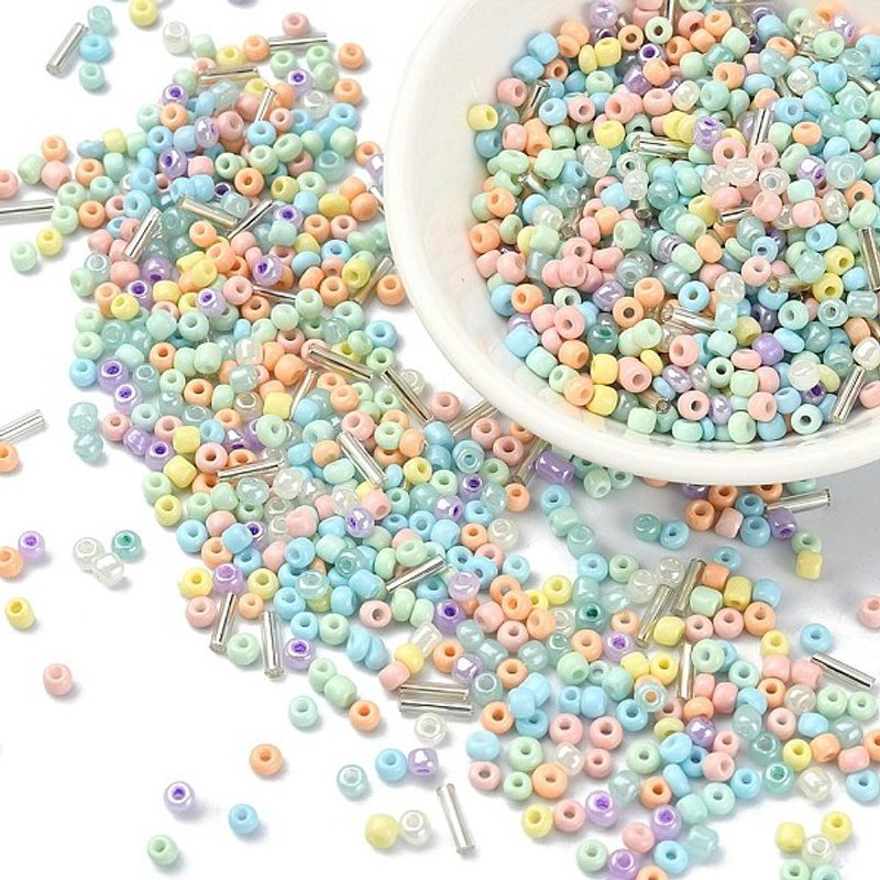 Perles de Verre Opaques et Transparentes, Rondes & Tubes, Colorées — Perles à bijoux