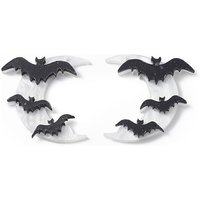 Moon with Bats Charms, Opaque Acrylic Pendants, Halloween Theme