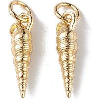 Eco-Friendly 18K Gold Plated Conch Charm Pendant with Jump Ring