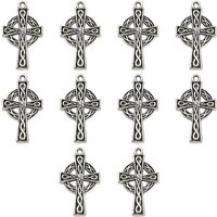 10Pcs Pendentifs Croisés en Alliage de Style Tibétain Irlandais en Argent Antique — Breloques et pendentifs