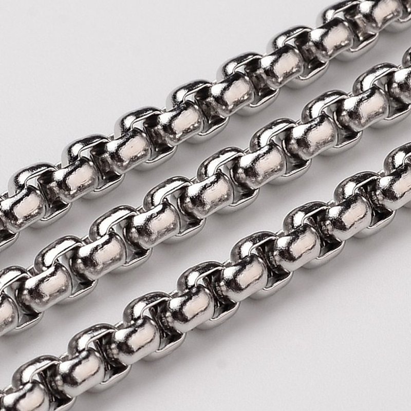304 Stainless Steel Venetian Box Chains, Unwelded, 5x5mm — Chains, Wire & Cord