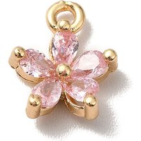 Charm en Fleur Bauhinia en Zircon Cubique en Laiton, Plaqué Or 18K, Rose — Breloques et pendentifs