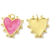 Brass Enamel Heart Charm Pendant with Jump Ring, 18K Gold Plated — Charms & Pendants