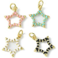 Rack Plating 18K Gold Plated Star Charm Pendant with Jump Ring