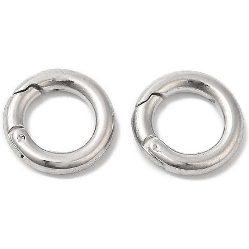 Non-Tarnish 304 Stainless Steel Spring Gate Ring 12x2mm — Jewelry Findings