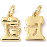 Eco-Friendly Brass Mixer Charm with Jump Ring, 18K Gold Plated