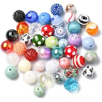 Perles Rondes en Acrylique et Résine, Couleurs Mélangées, 16-20mm — Perles à bijoux